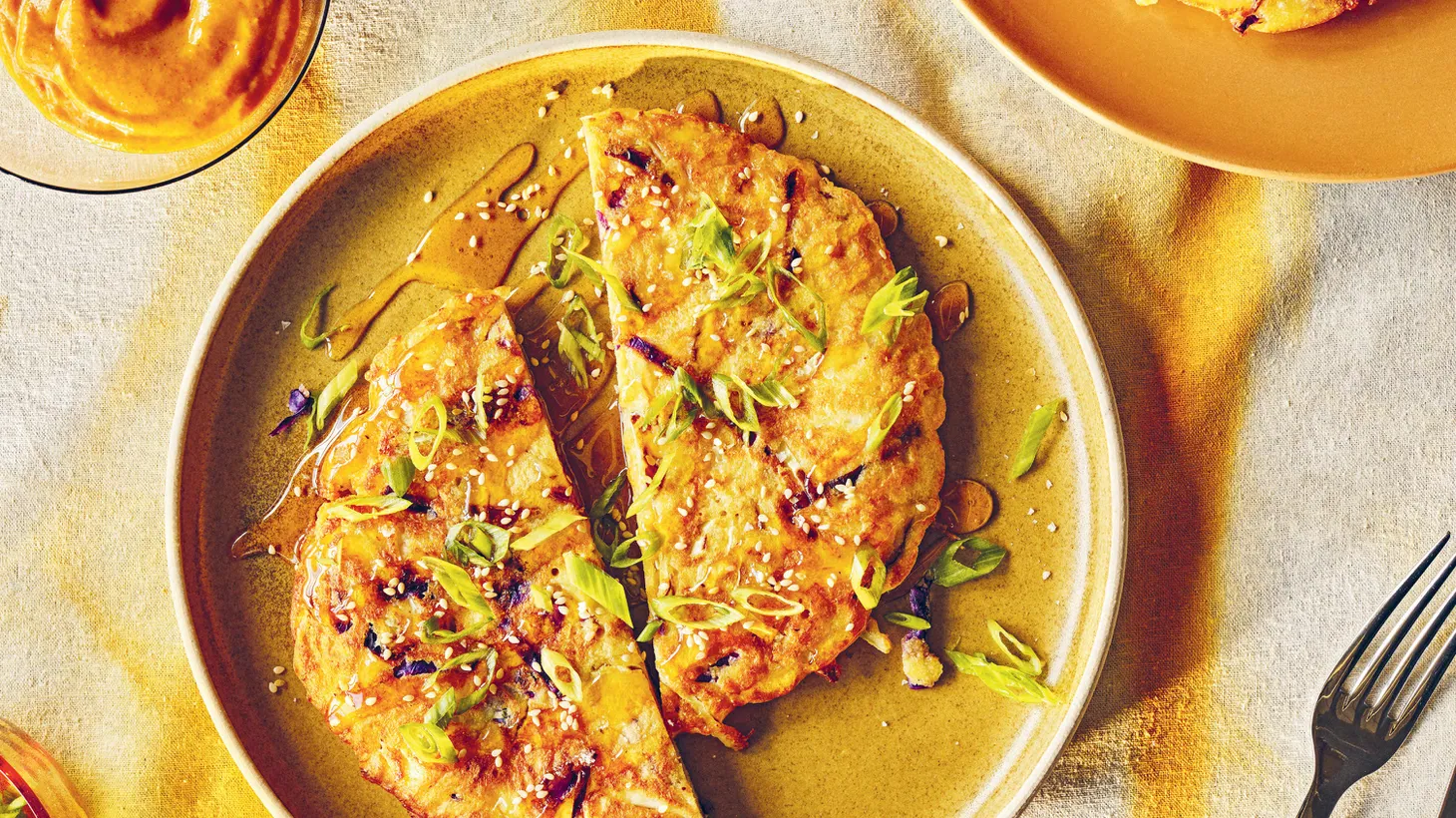 A cabbage and mushroom pancake from the Lowlands is a quick meal that recalls a Japanese okonomiyaki.