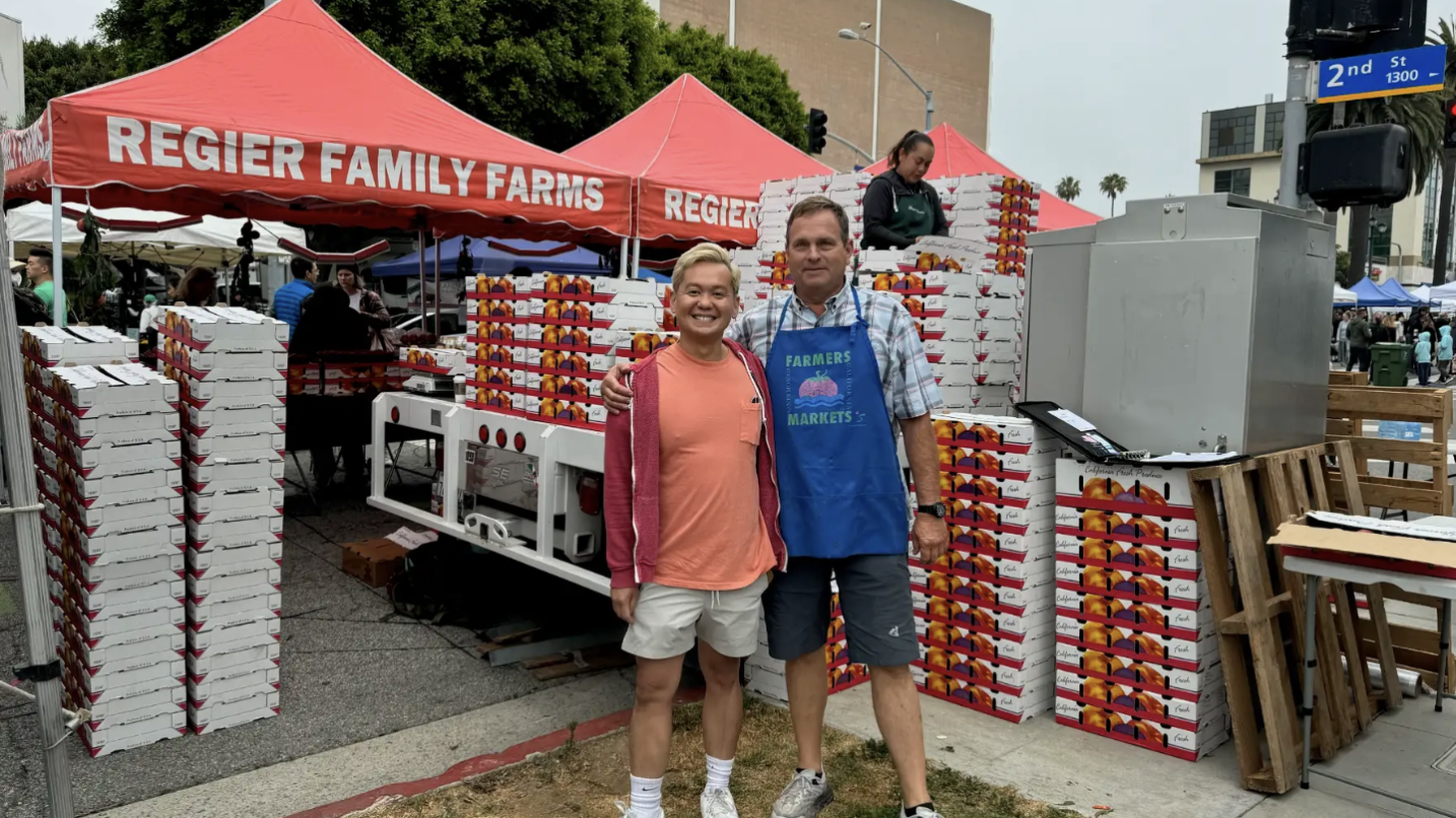 Ishnoelle Chin Richardson and Troy Regier combine produce and talent to produce the perfect peach mango pie.