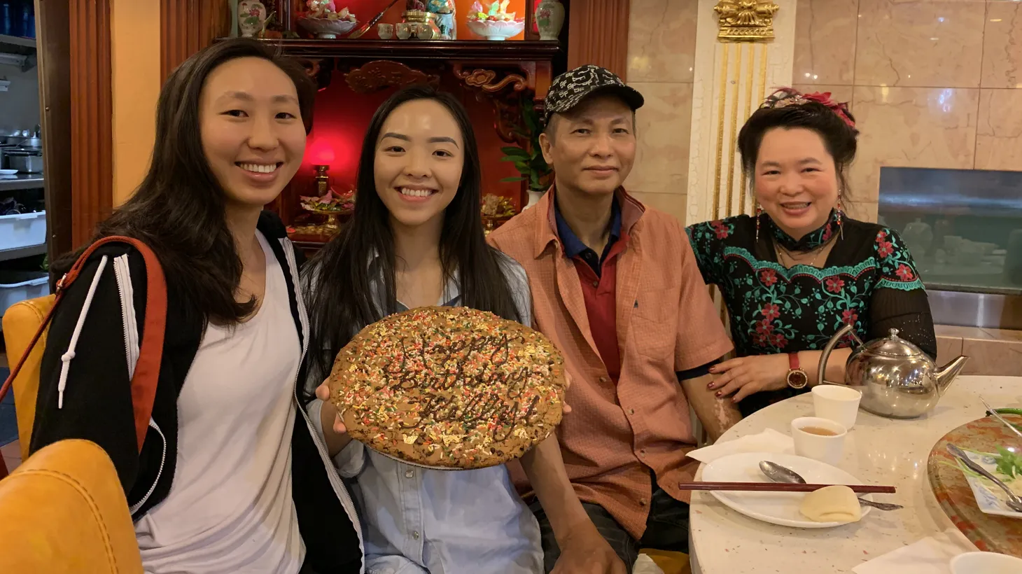Yening “Lupe” Liang, seen here with his daughters and wife Judy (right), was the first to put Chinese, English, and Spanish on menus in LA’s Chinatown.