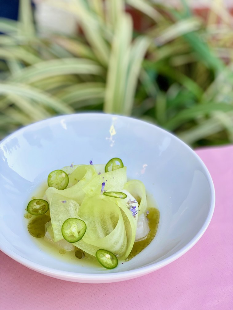 using melons in crudo at kismet good food kcrw