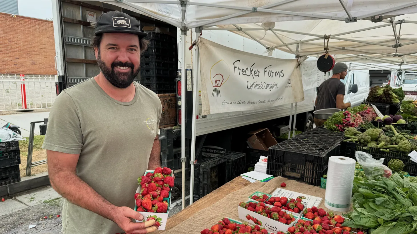 Farmer Alex Frecker worked the market stand during high school and college before being lured to get his hands in the soil.