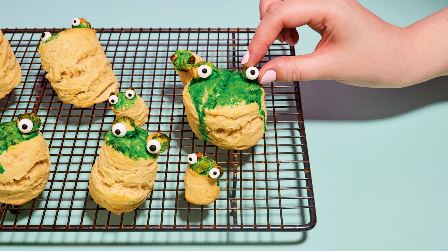 "I naturally lean toward cute stuff," says Kim-Joy, who made these frog scones.