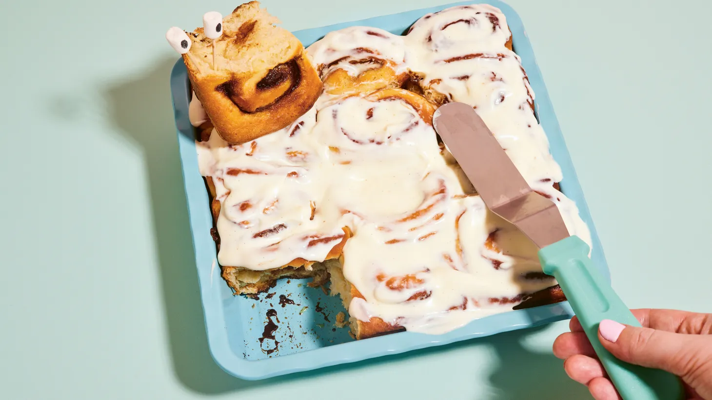 Cinnamon rolls are fashioned into snails in this playful recipe.