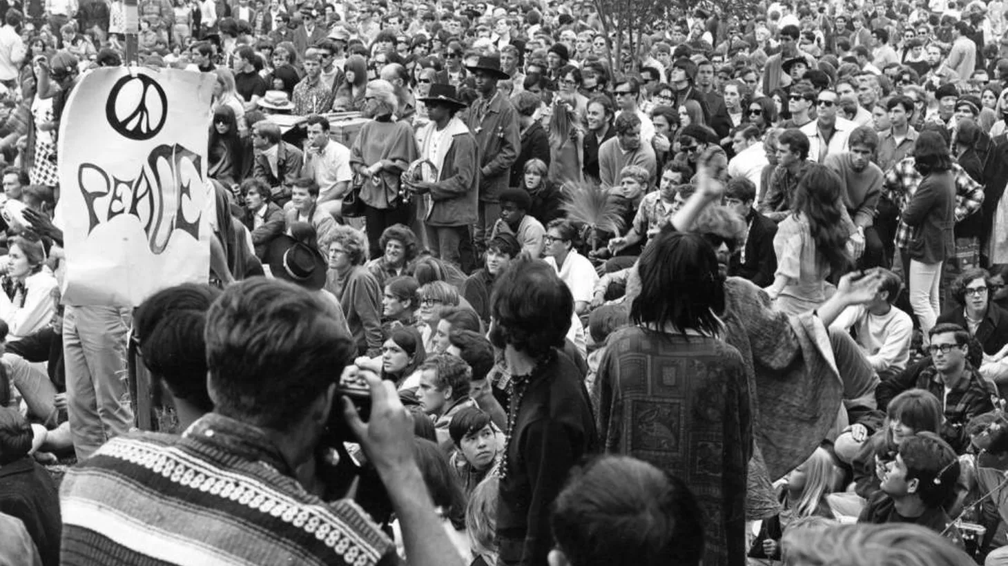 A group of people gathered in Griffith Park for a "Love-In." Writer Jonathan Kauffman attributes the longevity of healthy eating to the counterculture diet of the 1970s.