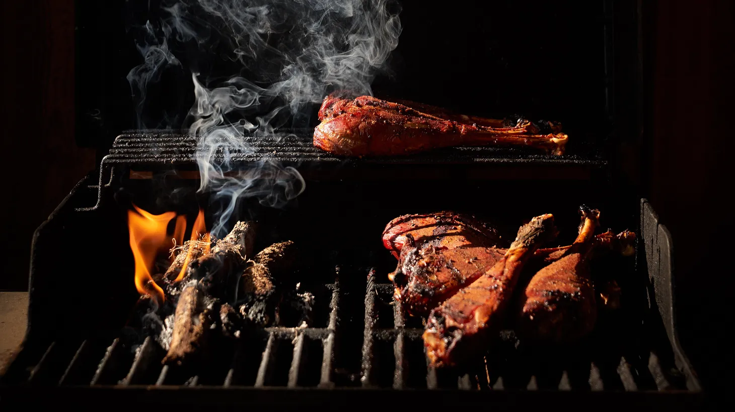 Smoking a wild turkey leg is one way to prepare the bird.