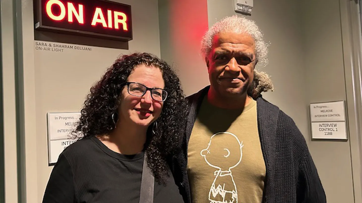 New Yorker staff writer Emily Nussbaum and Elvis Mitchell at KCRW.