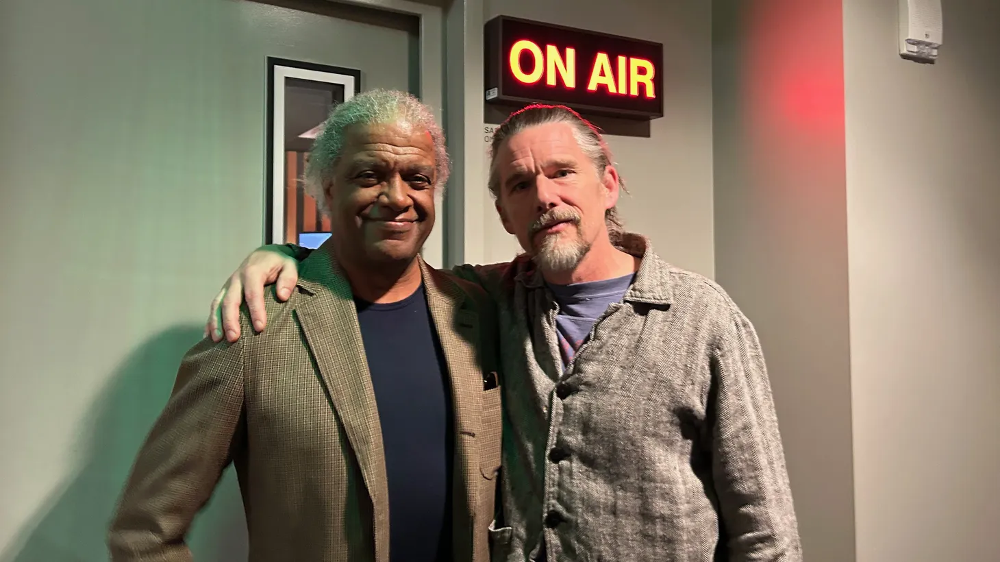 Elvis Mitchell and Ethan Hawke at KCRW.