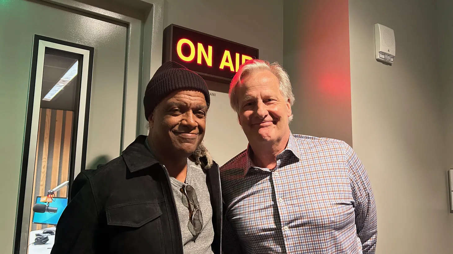 Elvis Mitchell and Jeff Daniels at KCRW.