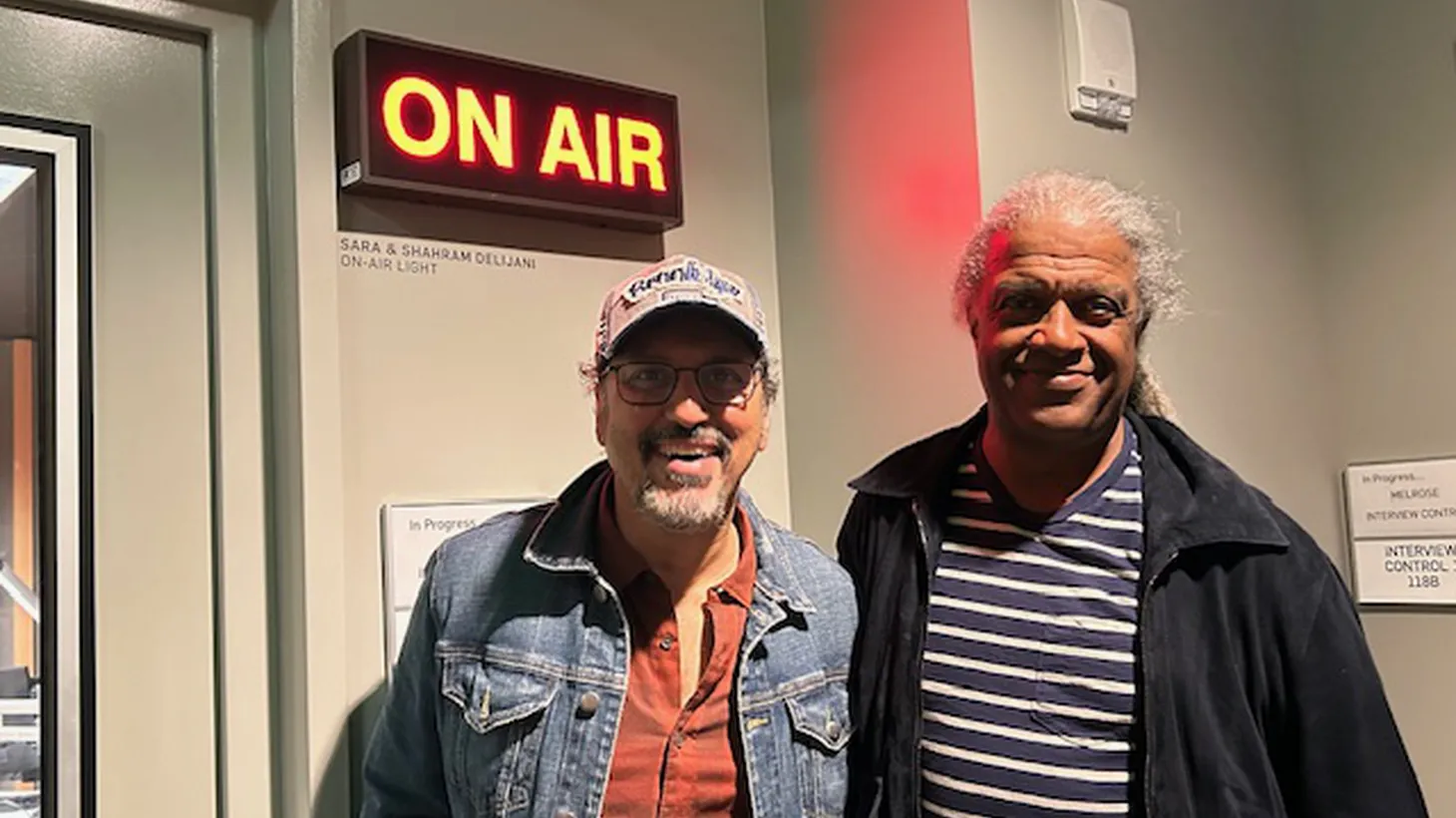 Aasif Mandvi and Elvis Mitchell at KCRW.