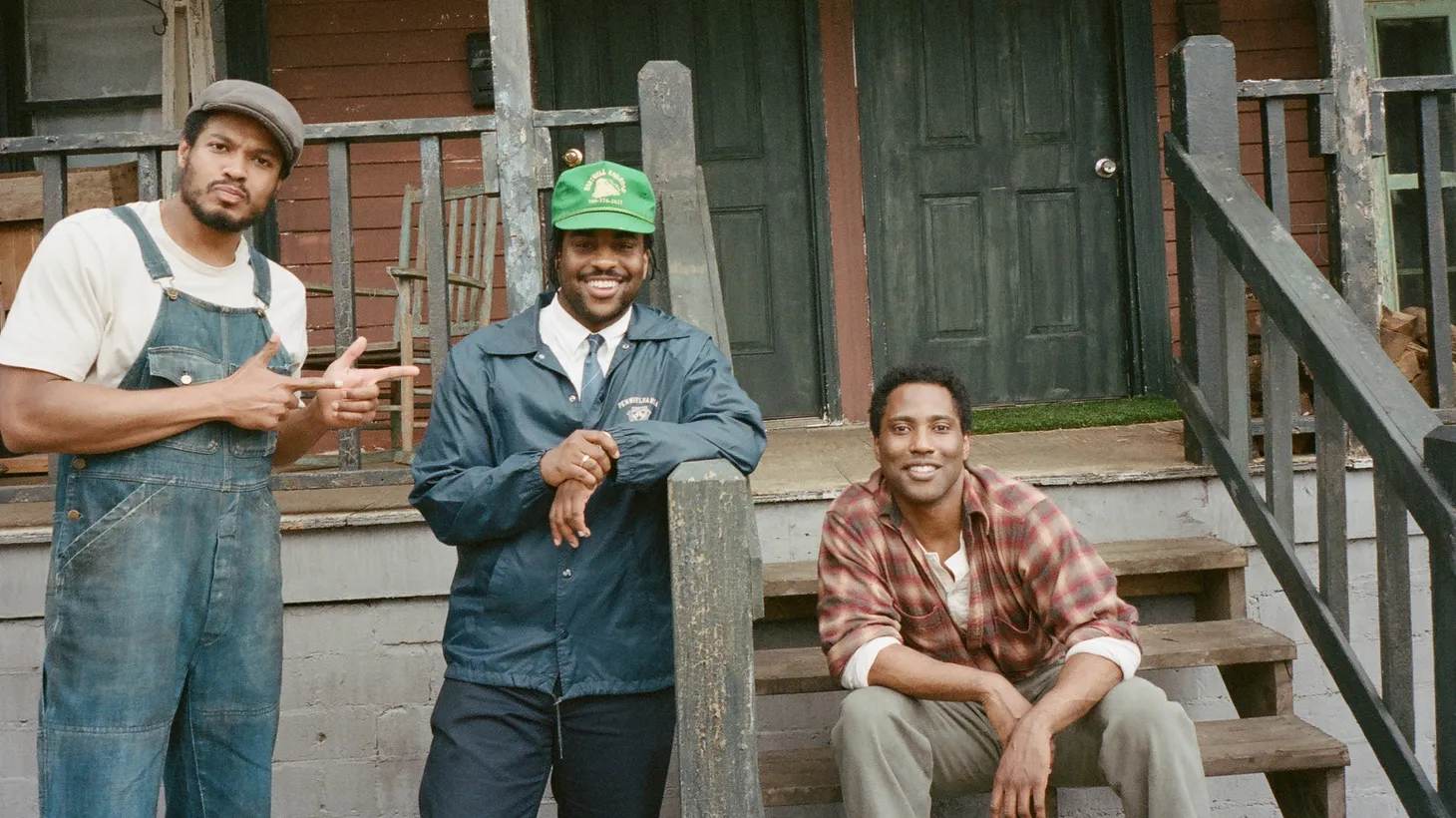 The Piano Lesson. (L-R) Ray Fisher, Writer/Director Malcolm Washington, and John David Washington on the set of The Piano Lesson.