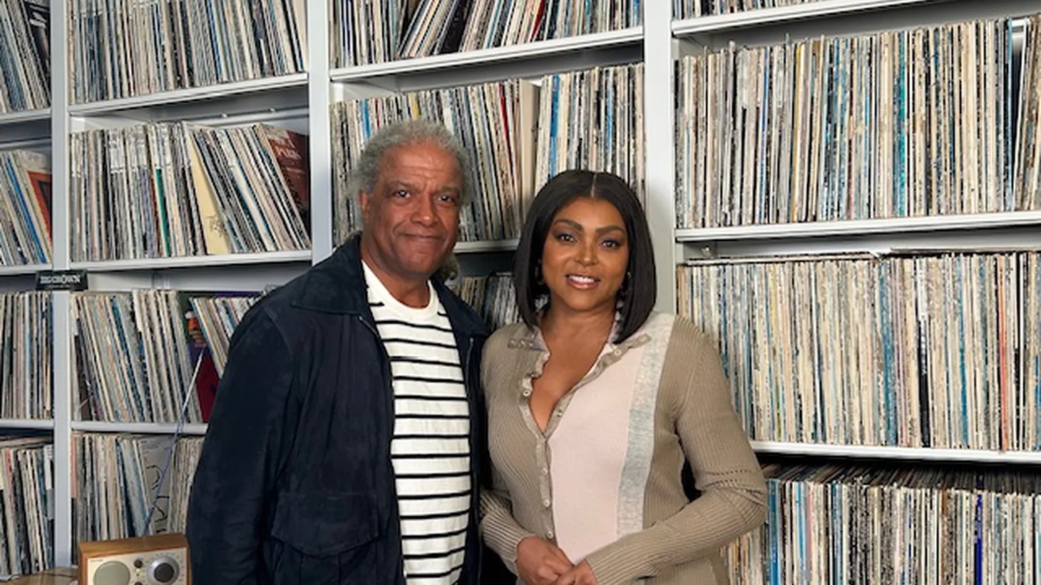 Elvis Mitchell and Taraji P. Henson at KCRW HQ.