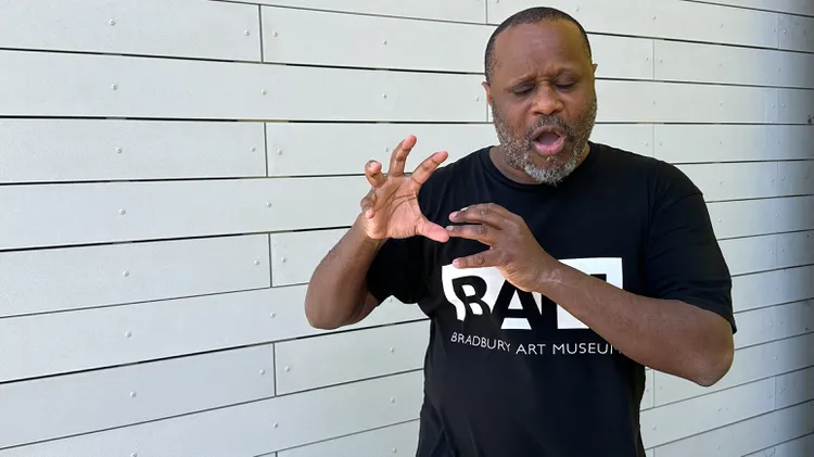 Shodekeh Talifero is a beatboxer, composer, and “breath artist.” Before he hits the Broad Stage this weekend, he’s teaching Santa Monica College students about breath and movement.