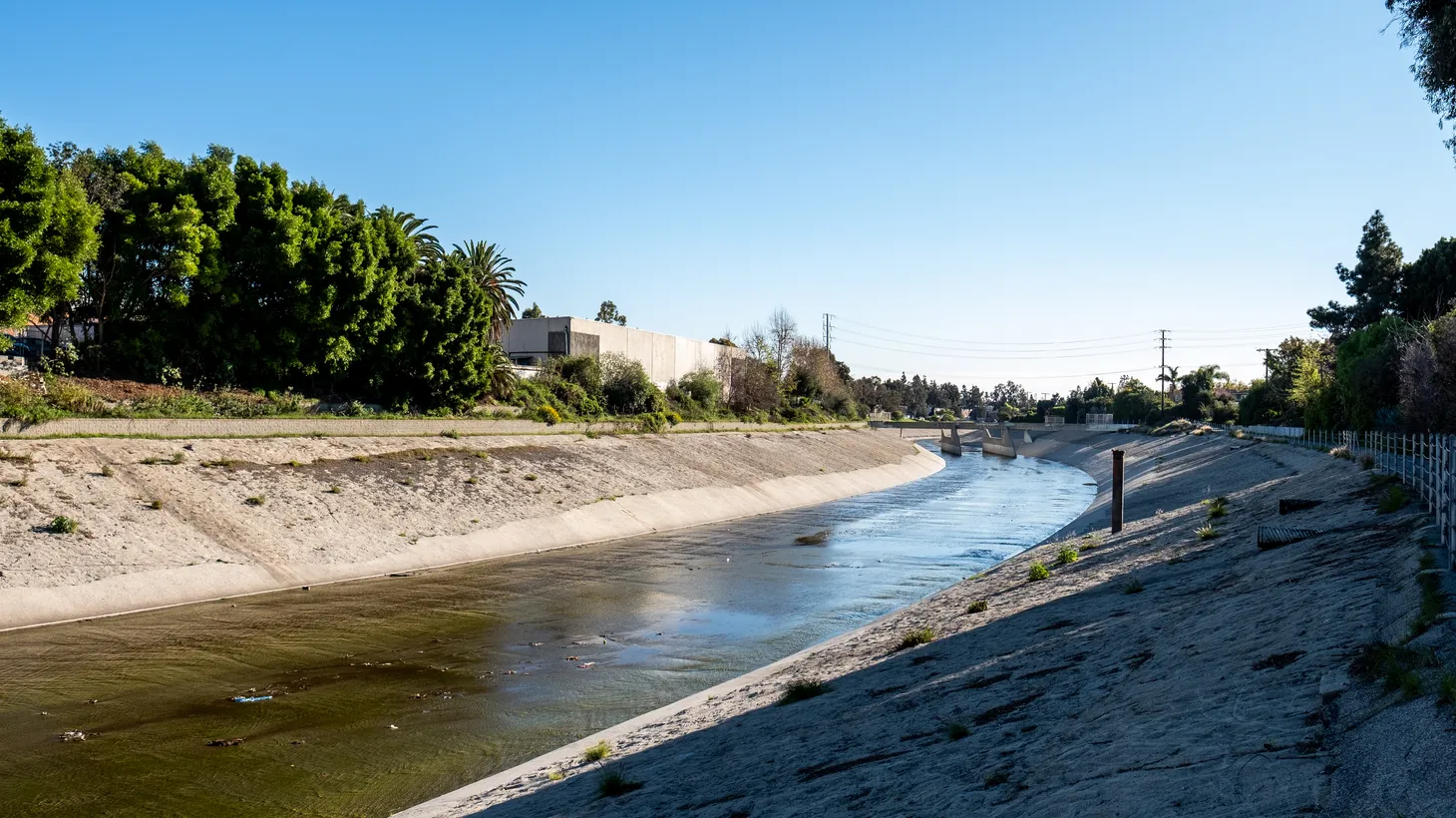 The LA River and Ballona Creek Trail are seen in Culver City.