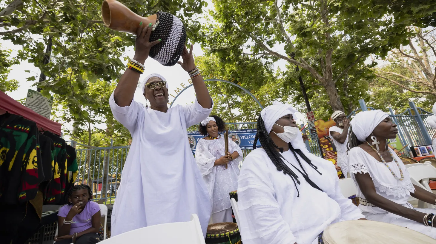 The first celebration of Juneteenth as a federal holiday held at the re-opening of Leimert Park in 2021. Despite the postponement of the Leimert Park Juneteenth Festival this year, there are still plenty of celebrations happening across Los Angeles this weekend and on the Wednesday holiday.