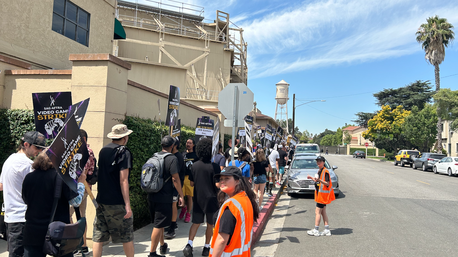 SAG-AFTRA actors and performers picketed outside Warner Bros. Studios in Burbank on August 1.