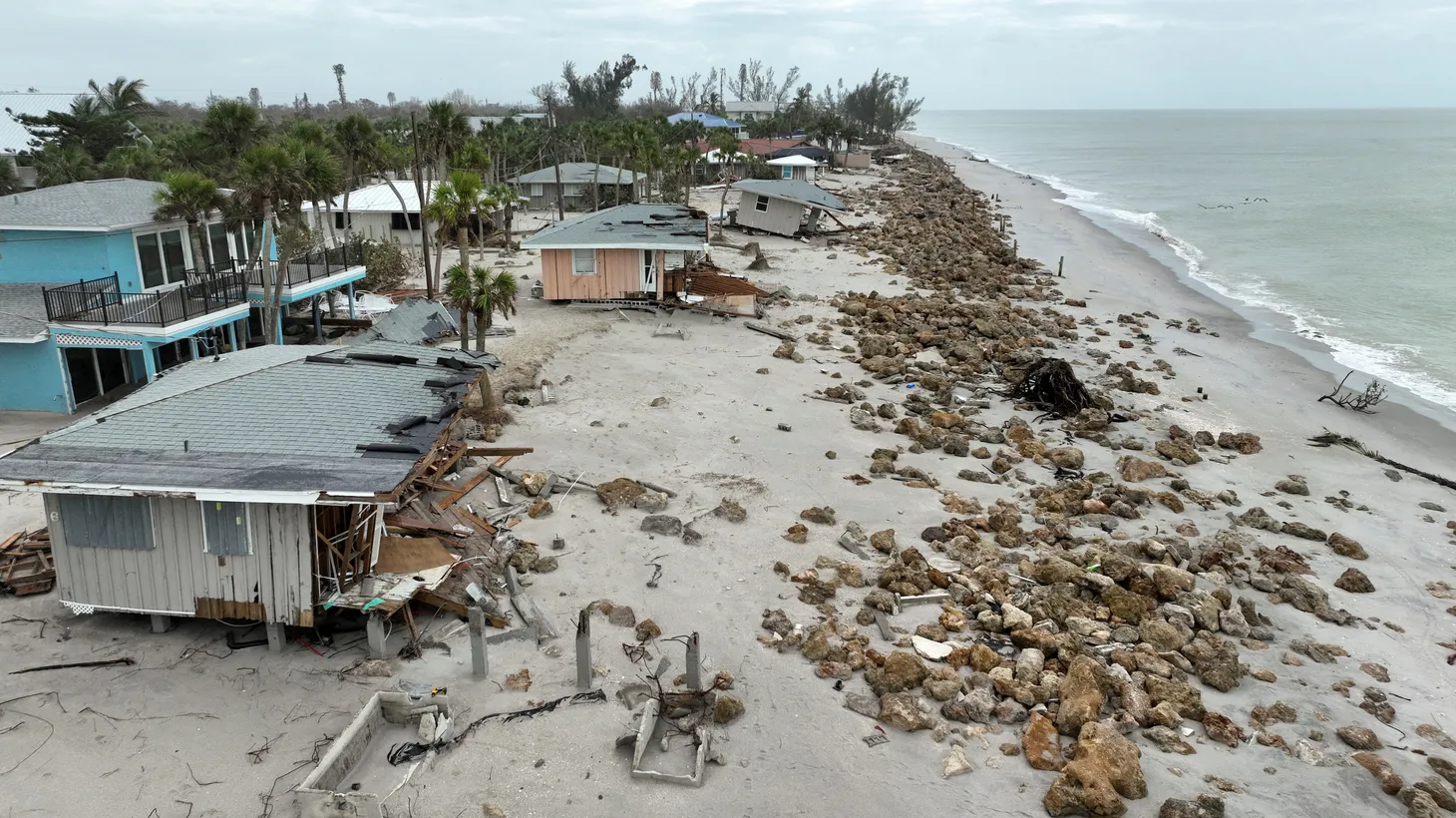 Hurricane Milton destroyed homes along Florida’s Gulf Coast after it made landfall on Thursday, October 10, 2024.