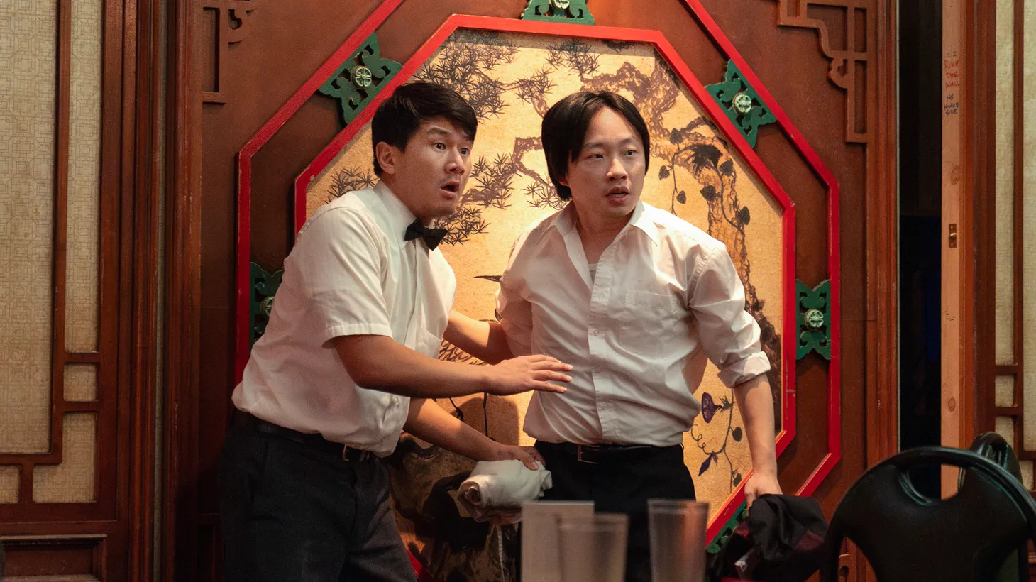 Ronny Chieng (left) and Jimmy O. Yang (right) appear in “Interior Chinatown.”