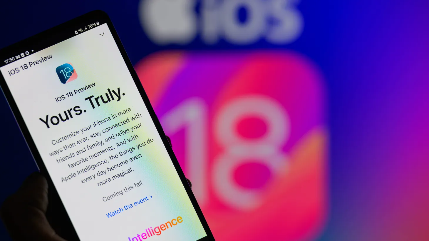 The Apple iOS 18 preview is being displayed on a smartphone, in this photo illustration in Brussels, Belgium, on July 16, 2024.