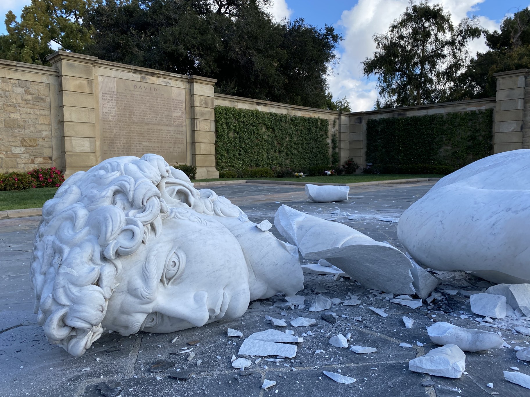 Michelangelo S David Replica Fell And Shattered At Forest Lawn Cemetery What Happened
