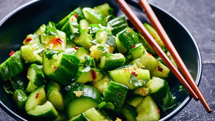 Cucumbers are a perfect foil for condiments of all kinds, so it’s not surprising that TikTok’s cucumber king, Logan Moffitt, is going viral with every cucumber salad recipe he posts.