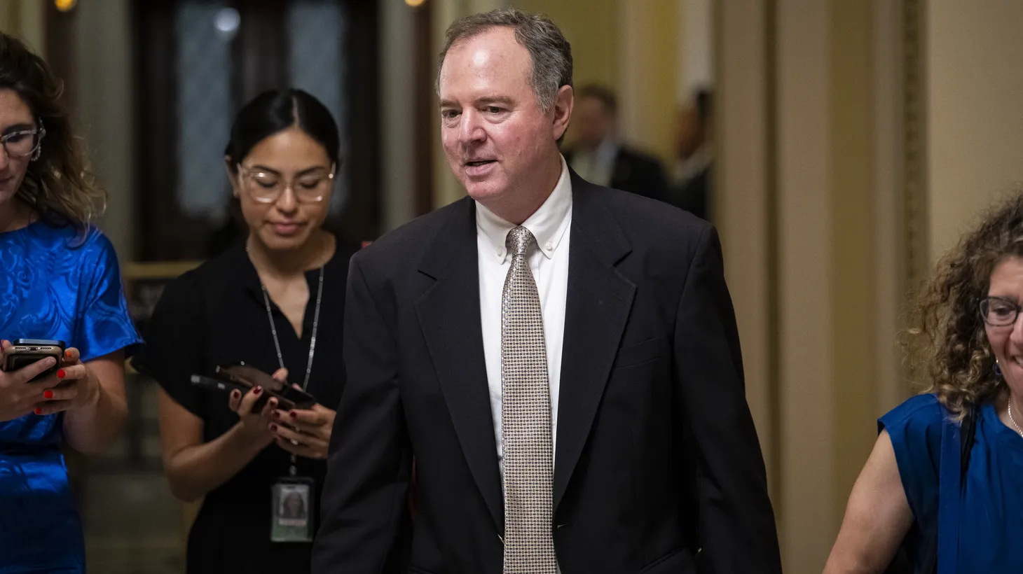 Representative Adam Schiff (D-CA) walks through the U.S. Capitol, in Washington, D.C., on Monday, July 22, 2024.