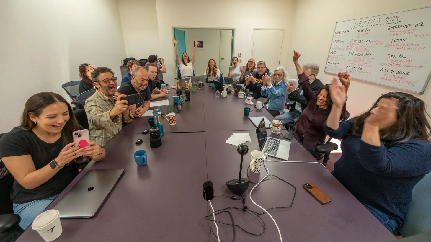 Lookout Santa Cruz staff members react to news that they won the Pulitzer Prize for Breaking News Reporting.