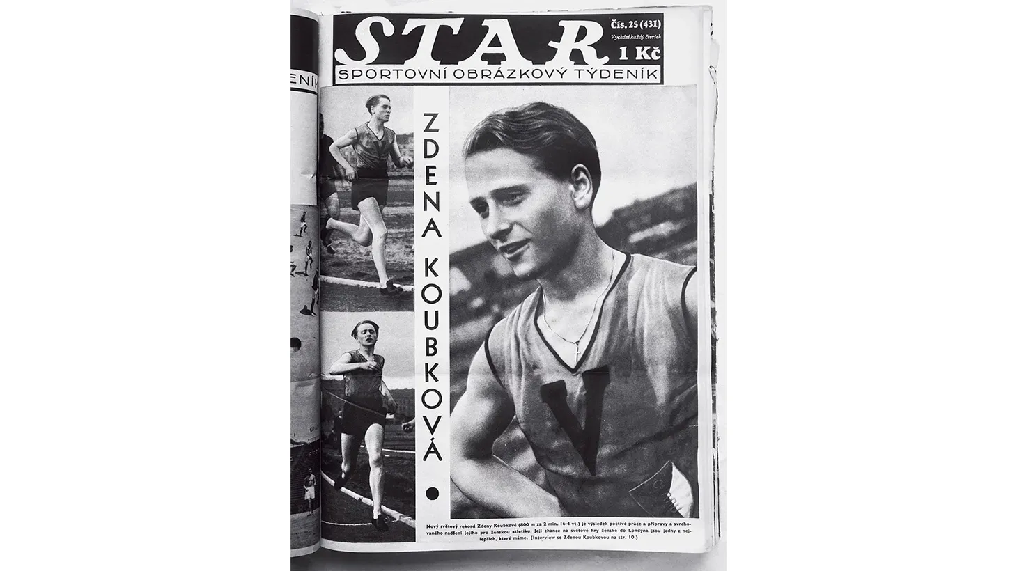 Zdeněk Koubek appears on the cover of the sports magazine “Star,” June 21, 1934.