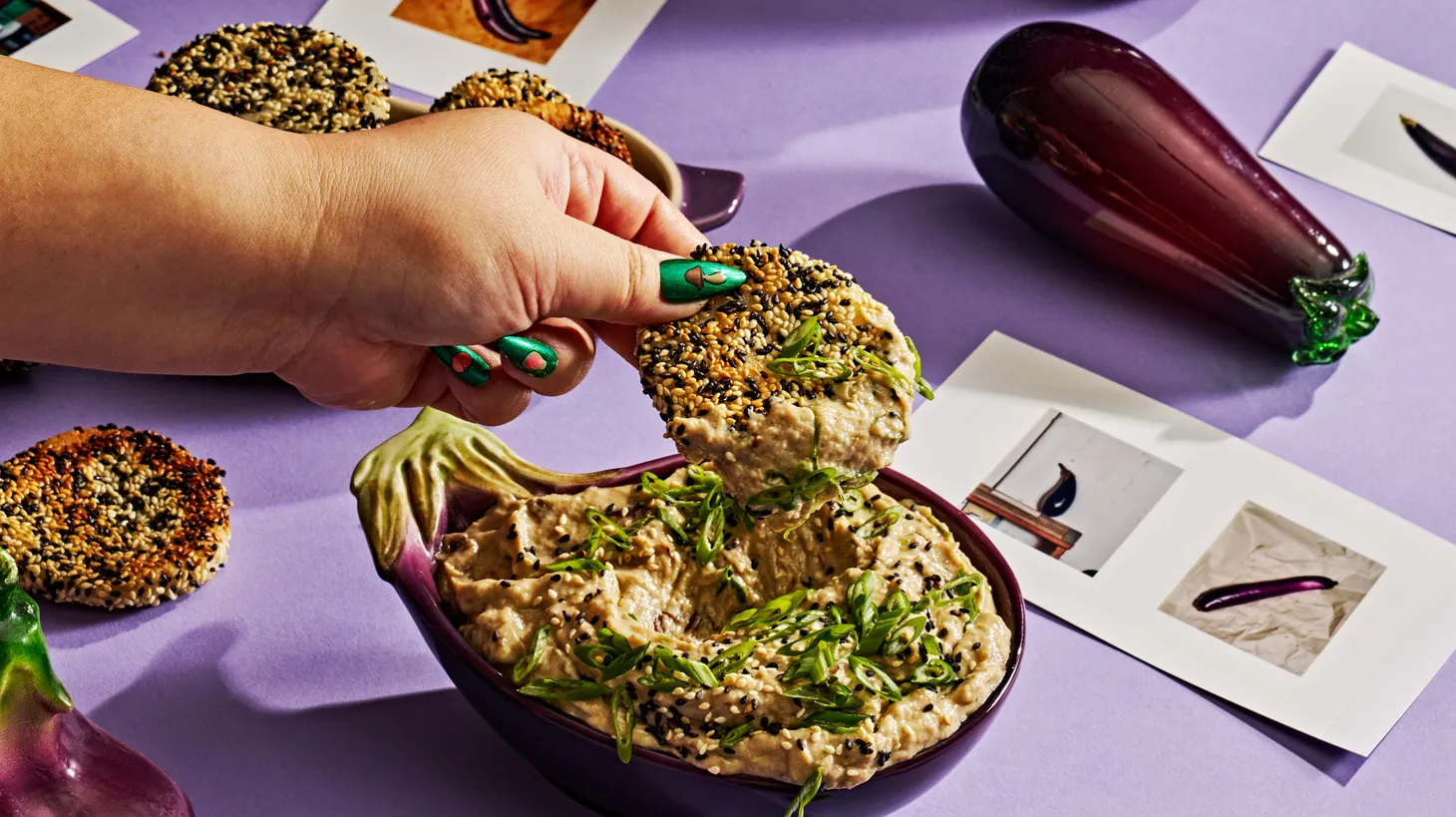 Alyse Whitney’s recipe for Miso Eggplant Dip features a silken tofu base to create a luxurious and nutrition-packed snack.