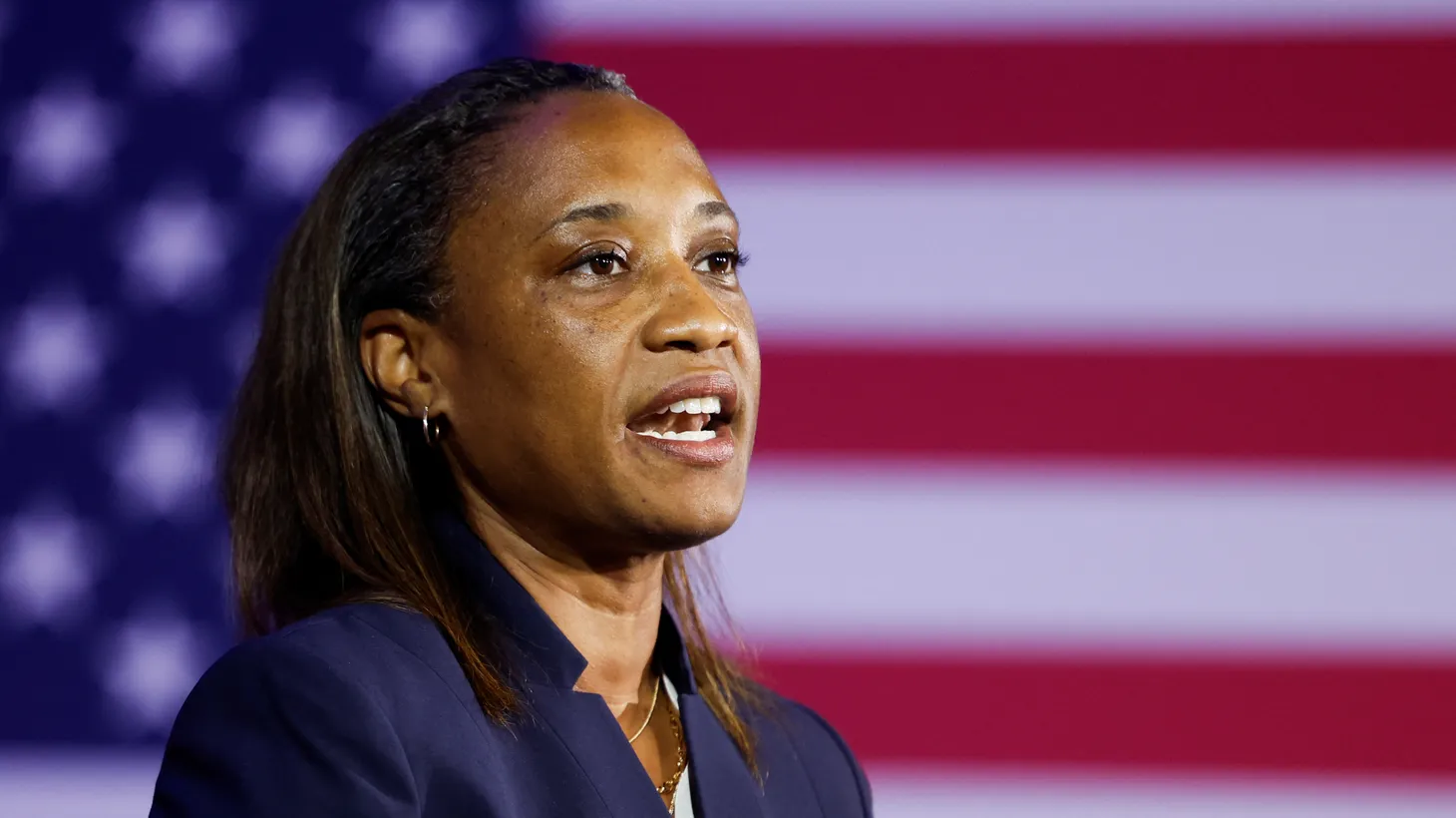 EMILY’s List President Laphonza Butler speaks during a political event with reproductive rights groups at the Mayflower Hotel in Washington, U.S., June 23, 2023.