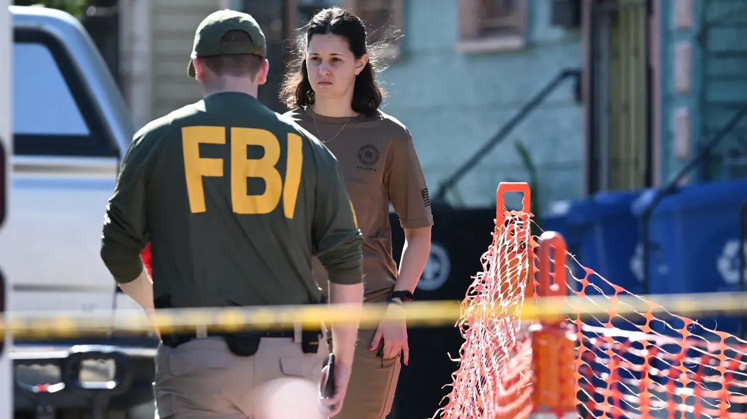 Police, ATF, and FBI agents are outside a house where a fire occurred on Mandeville Street, which is connected to the mass casualty Bourbon Street terrorist attack in New Orleans, Louisiana, on January 2, 2025. Bomb-making materials are found inside the residence.