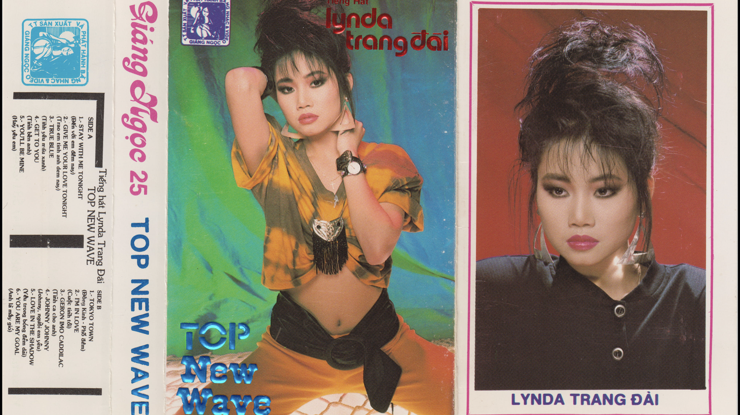 Lynda Trang Đài, aka the Vietnamese Madonna, appears on new wave cassette covers, 1980s.